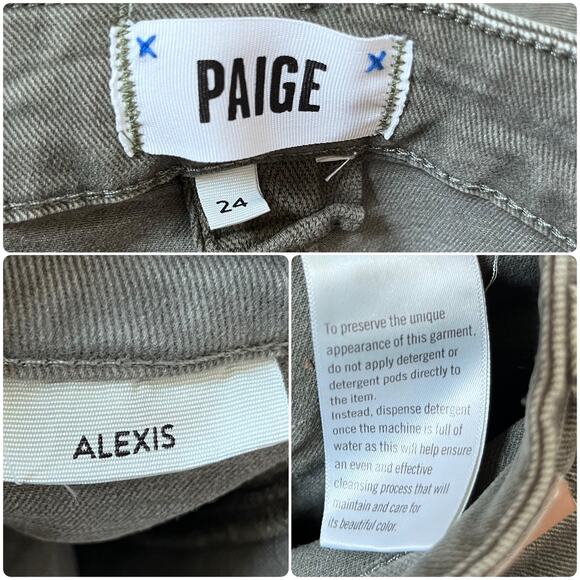 Paige Alexis Size 24 Vintage Ivy Green Cargo Jeans 27 Inch Inseam - Picture 11 of 12